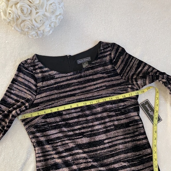 NWT Metallic Rose Gold Velvet Cocktail Long Sleeve Dress - Picture 12 of 16